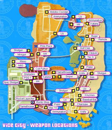 Mapa de armas do GTA Vice City