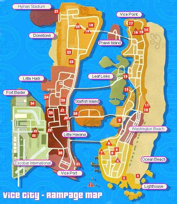 Mapa de rampages do do GTA Vice City